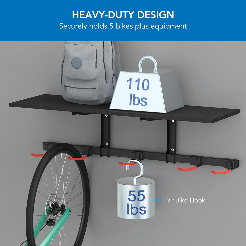 Mount-It! WheelsUp Bike Storage Rack with Shelf | Wall Mounted Garage Organiz...