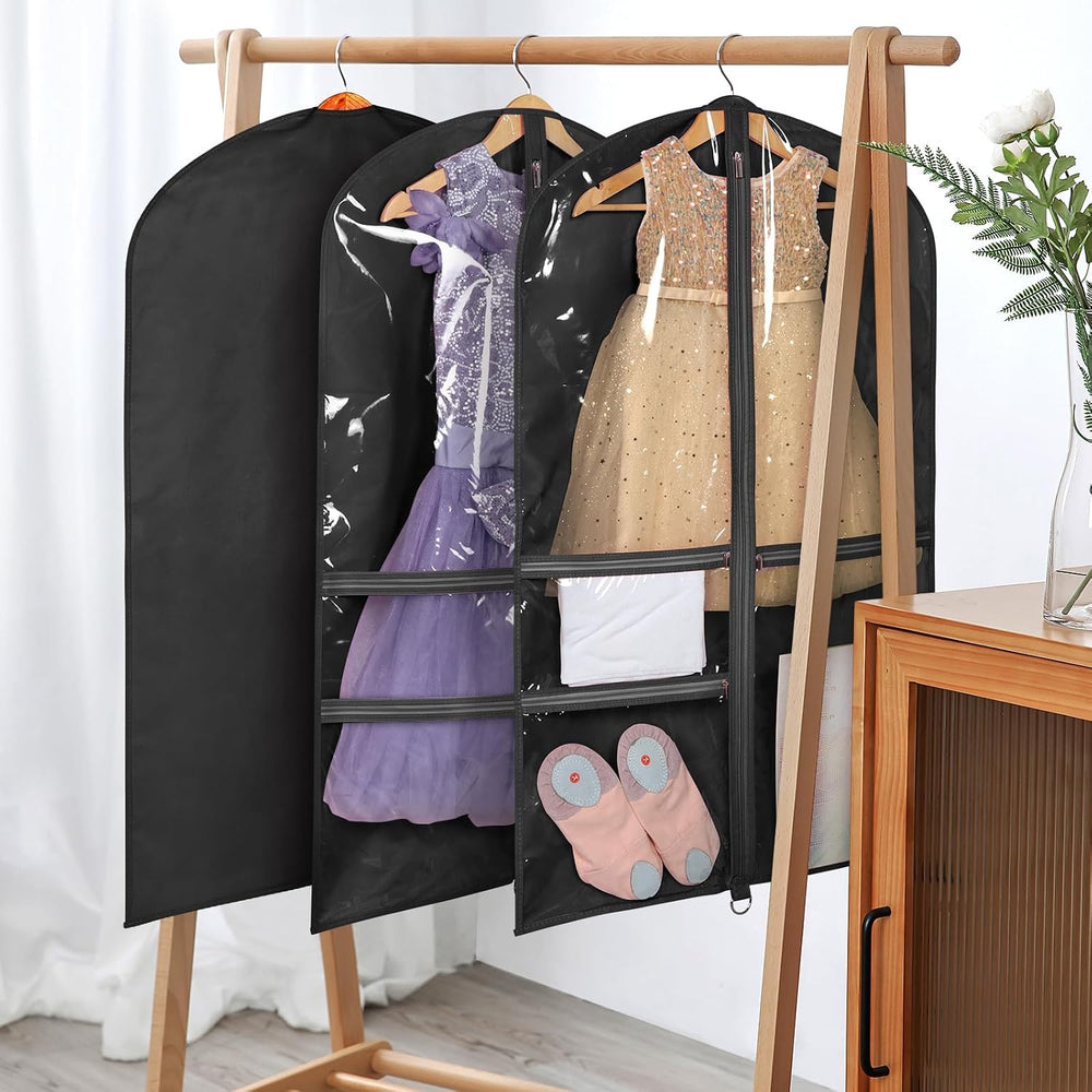 Univivi 40 Inch Dance Costume Garment Bags for Dancers, Black, 4 Pack