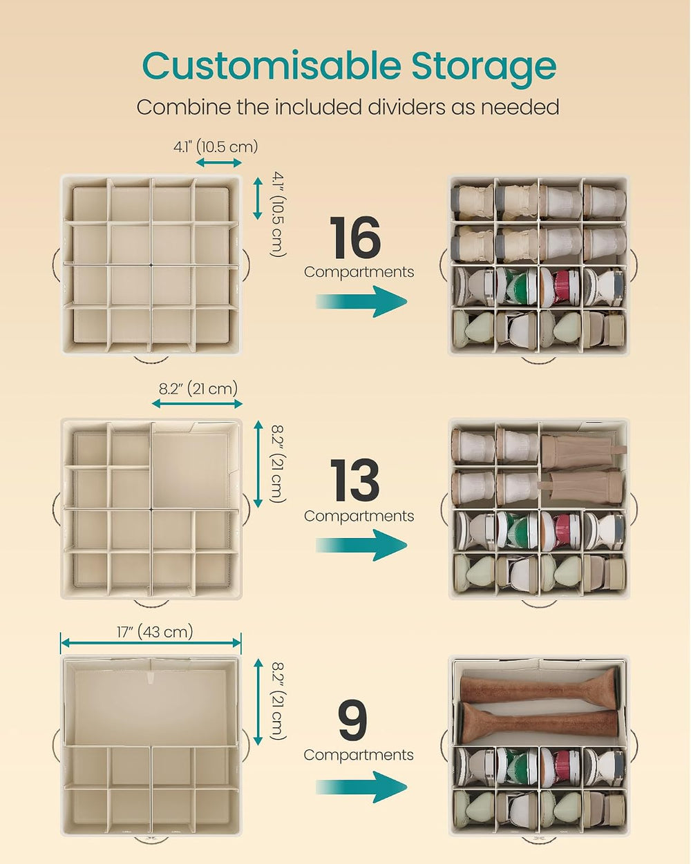 SONGMICS Shoe Organizer for Closet, 2 Pack Fabric Bins, Fits up to 32 Pairs