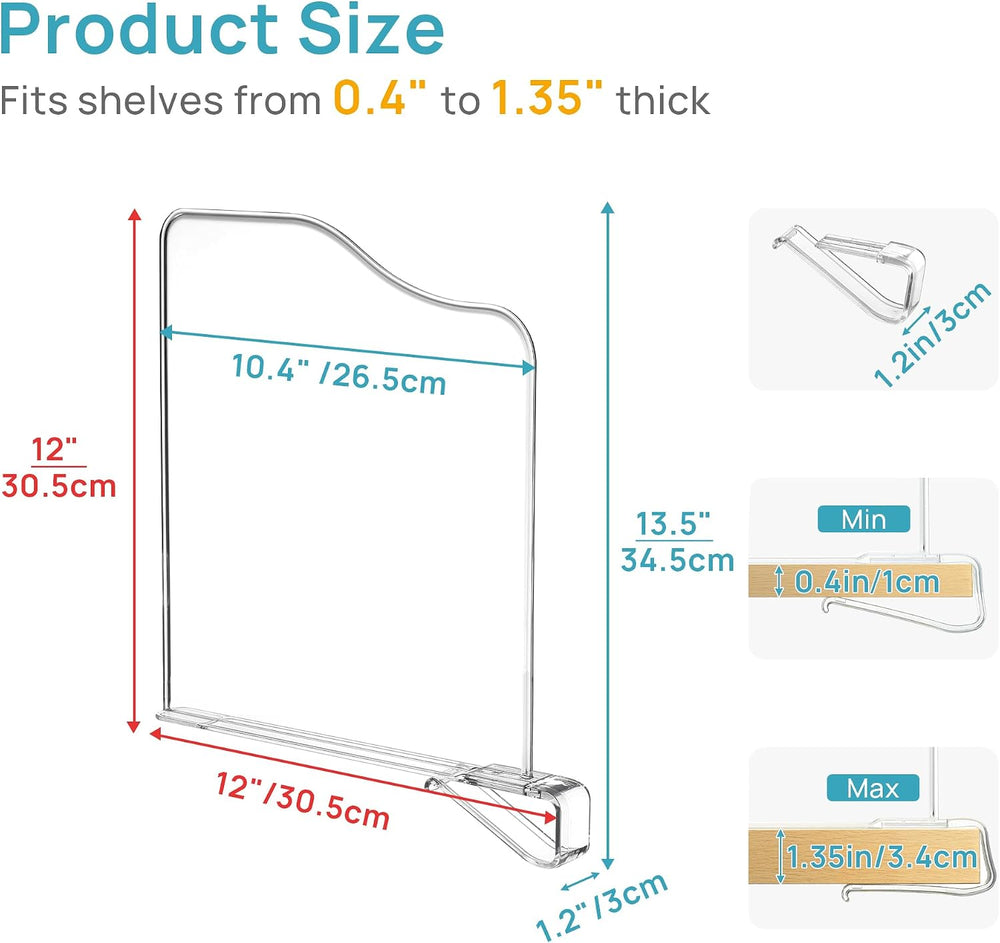 Vtopmart 12" Extra Tall x 11.7" Deep Shelf Dividers, 12 Pack