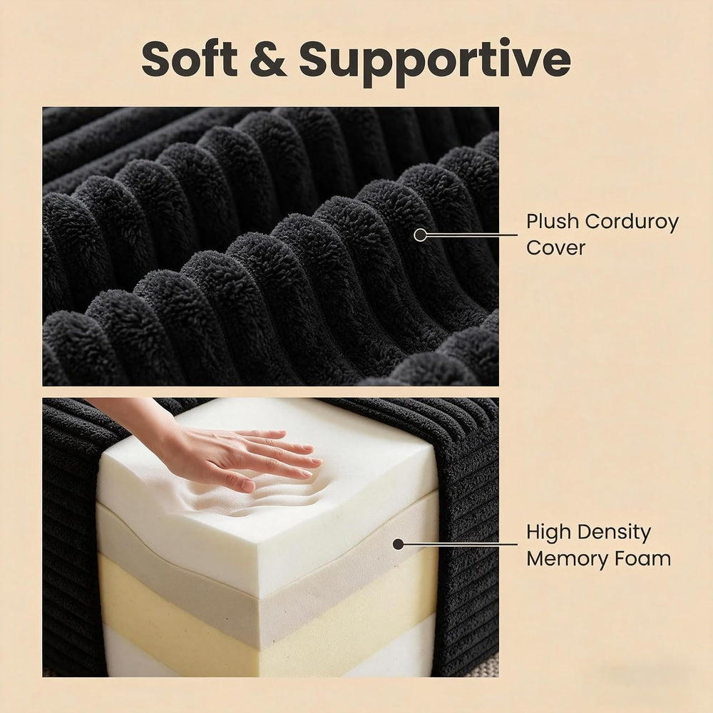 25.6" Corduroy Ottoman Foot Rest,Plush Memory Foam Couch Ottomans,Bonele...