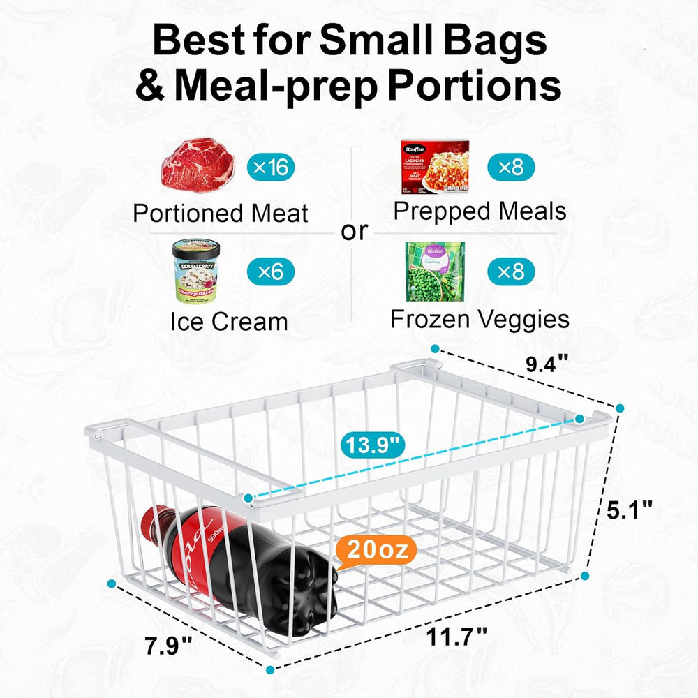 iSPECLE Chest Freezer Organizer Bins - Storage Baskets for 5 Cu.Ft, 8 Pack