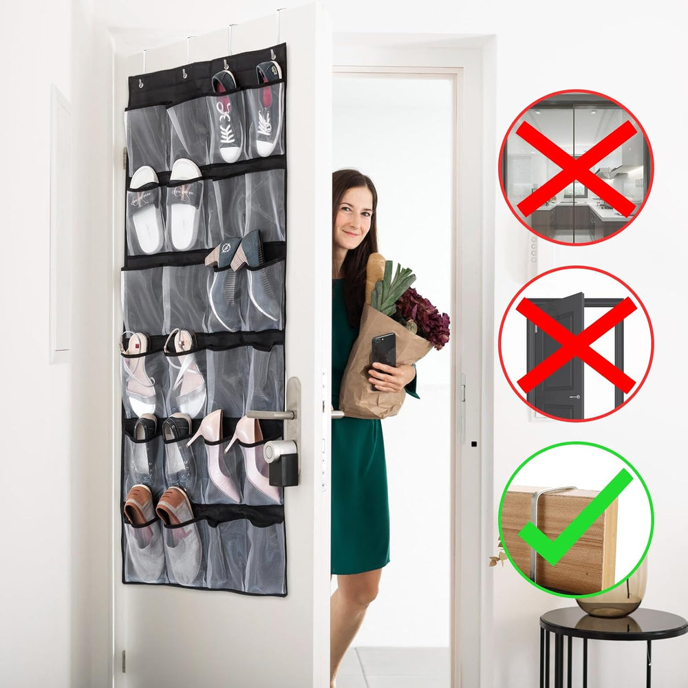 ASelected Hanging Door Organizer 2Pcs 48 Large Mesh Pockets 8 Hooks Hanging S...