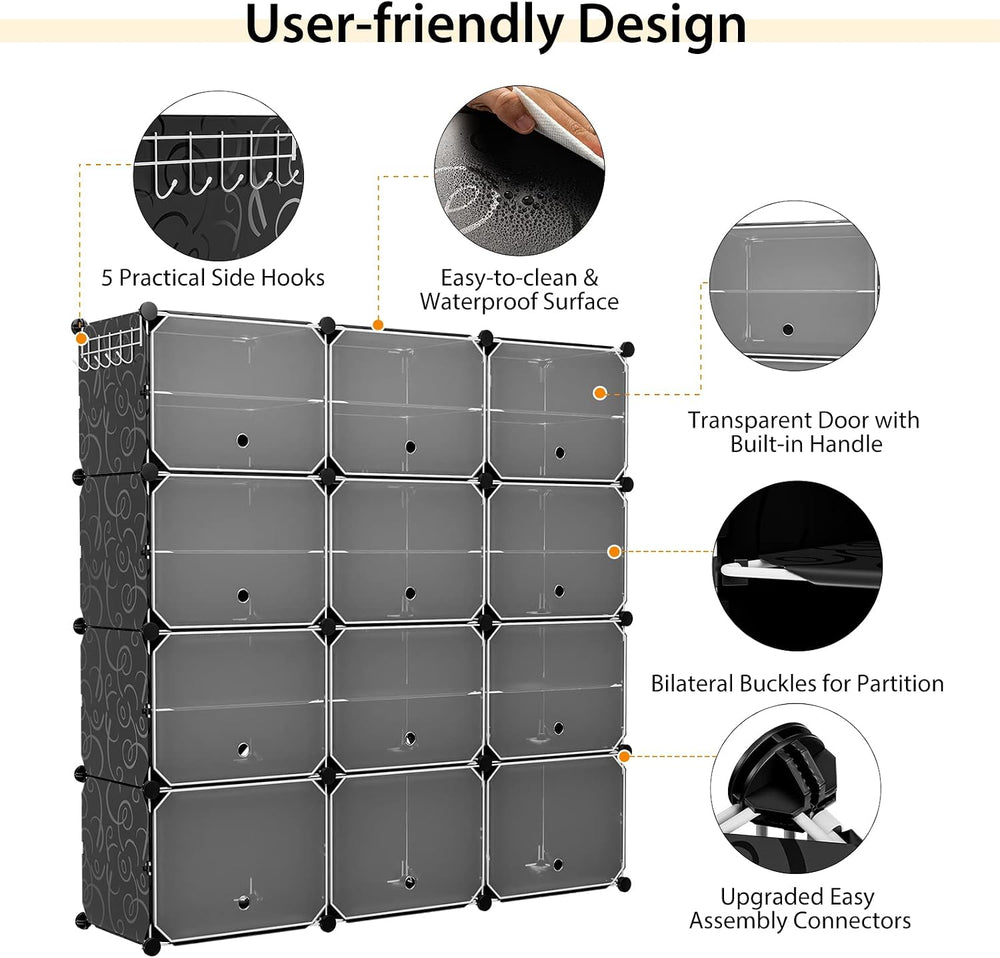 GOFLAME Portable Shoe Rack Organizer, 48 Pairs Expandable Modular Shoe Storag...