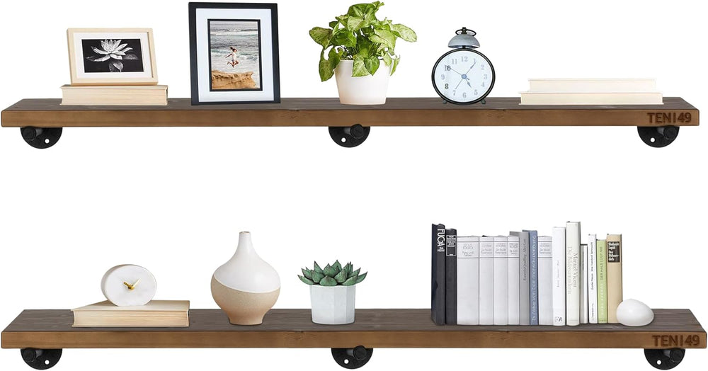 TEN49 Real Wood Rustic Floating Shelves Wall - 48 Wide Small Wooden Industria...