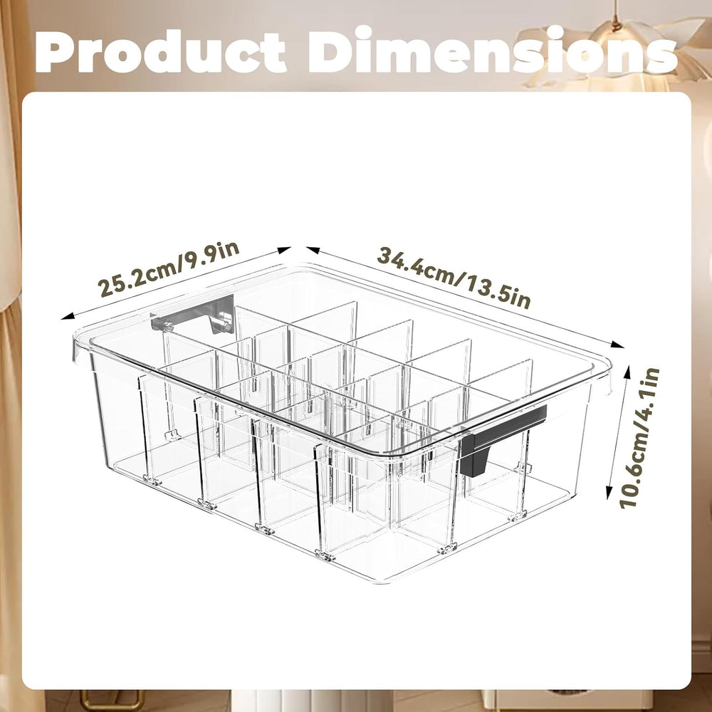 Socks Bra Underwear Drawer Organizer for Closet, 2 PCS Plastic Storage Box wi...