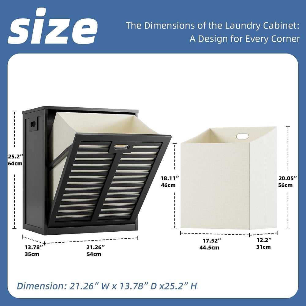 HITNET Tilt Out Laundry Hamper, Bamboo Laundry Cabinet with Pull Out Removabl...
