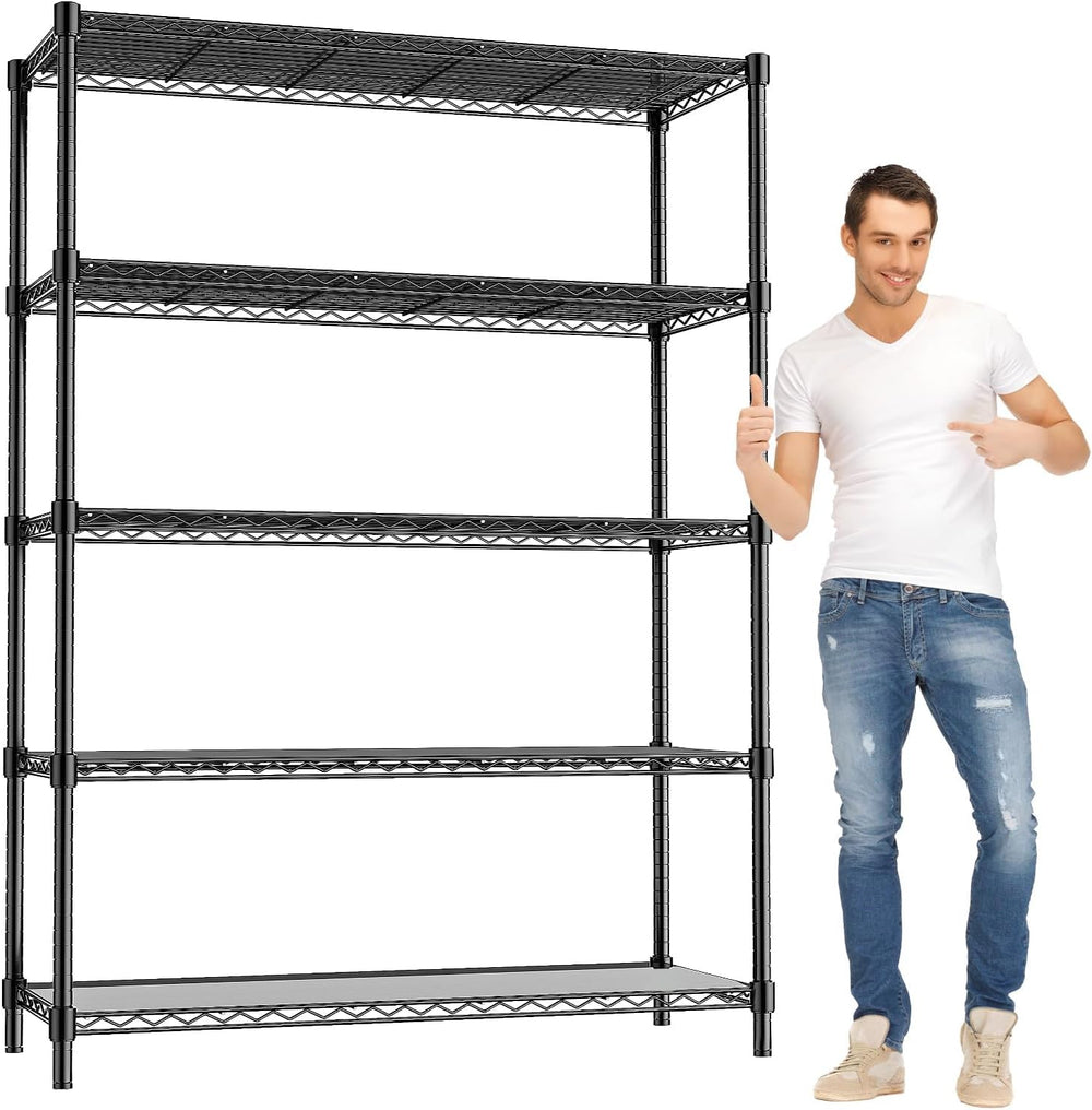 48" W Garage Shelving 1875LBS Heavy Duty Wire Shelving Unit, Metal 5-Tie...