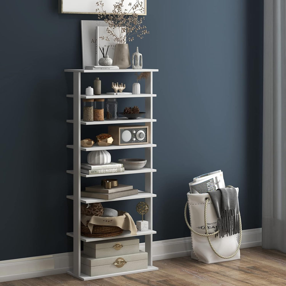COSTWAY 7 Tiers Shoe Rack, Patented Shoe Organizer (White)