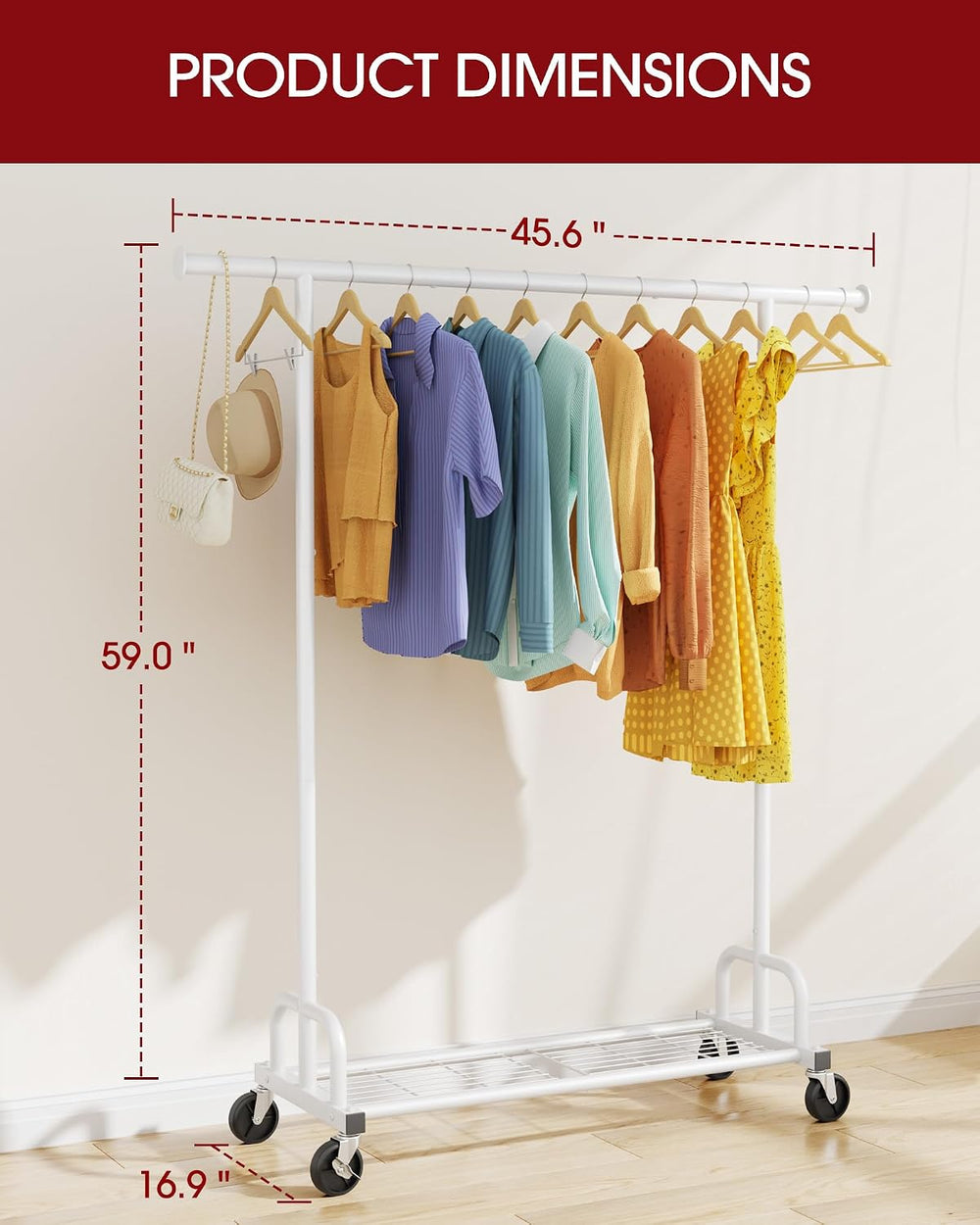 Sakugi Clothes Rack - Large-Capacity Clothing Racks for Hanging Clothes with ...