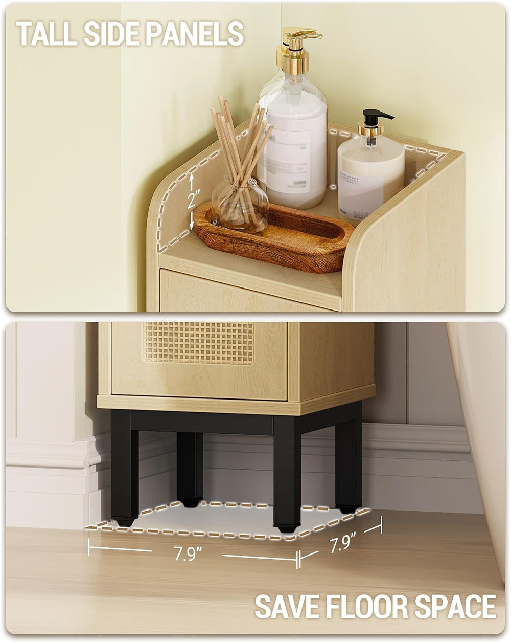 Hzuaneri Slim Bathroom Storage Cabinet, Narrow Bathroom Organizers,3 Doors