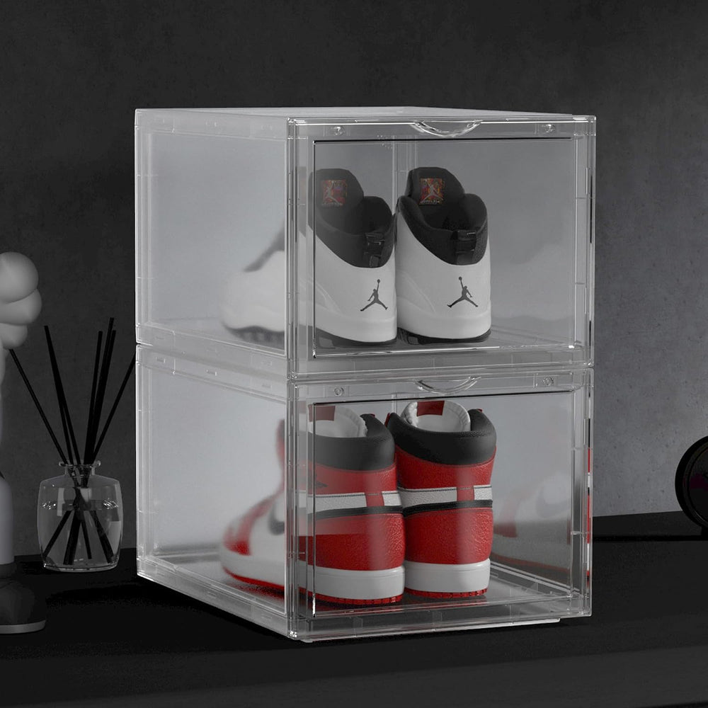 SPACECRAFTERS® Shoe Boxes Clear Plastic Stackable with Magnetic Door, Foldabl...
