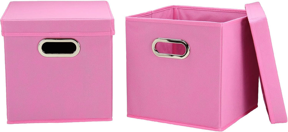 Household Essentials Cube Set with Lids, Pink, 2-Pack