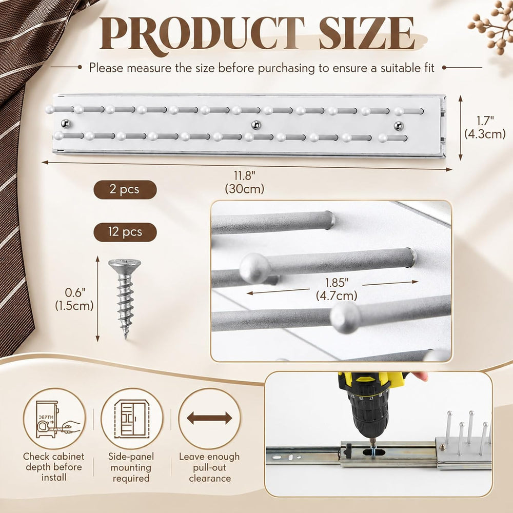 Blulu 2 Pcs 11.8'' Sliding Tie Rack Hangers for Closet, 23 Tie Each, ...