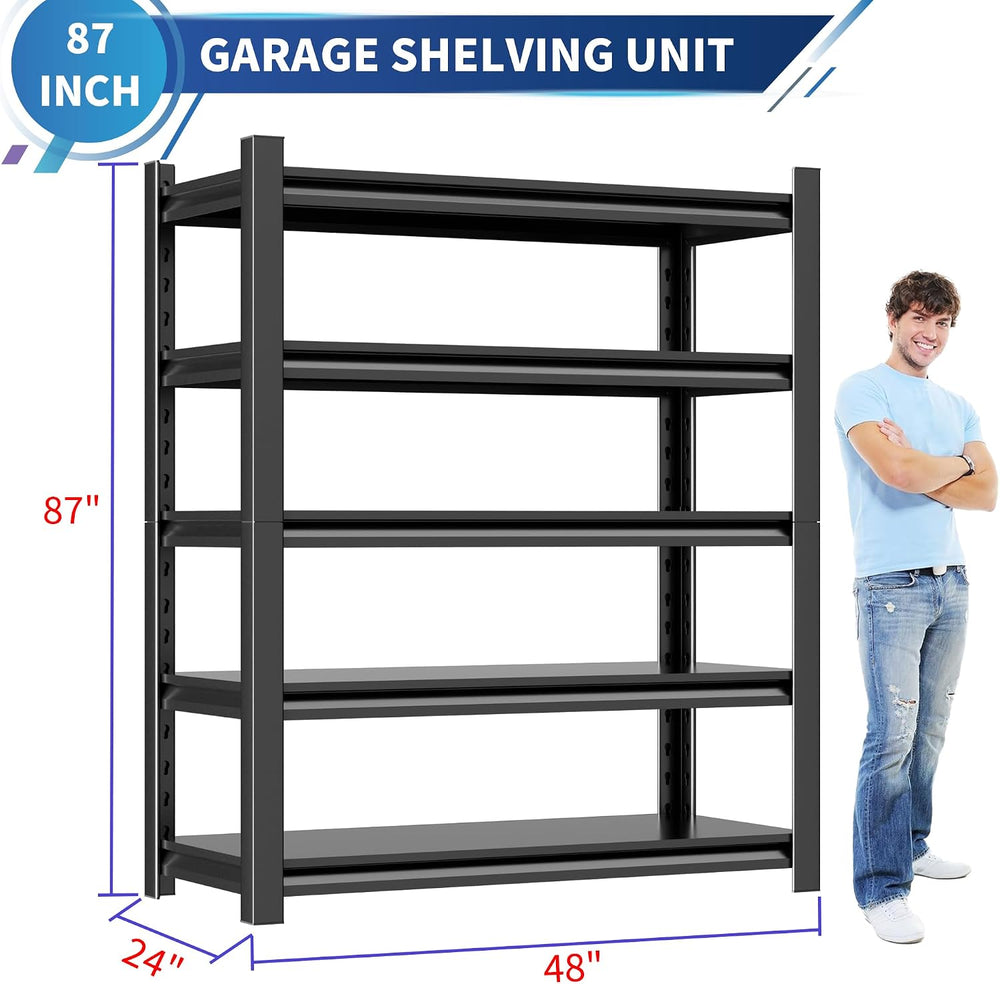 Hzdbhd 48" W Garage Shelving Unit, 5-Tier Metal Storage Shelves 2 Pack
