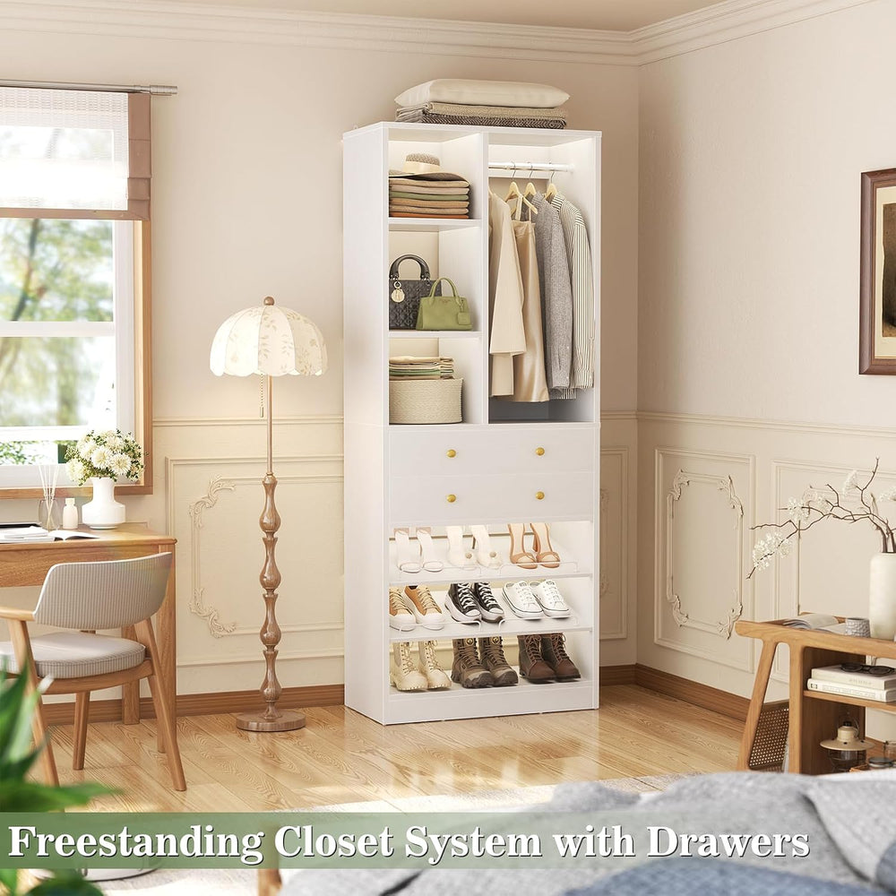 Besiost Small Closet System, 28"/2.3 FT Closet Organizer System with Dra...