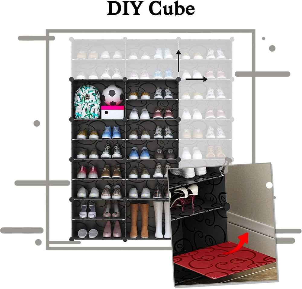 Jomifin Shoe Storage Cabinet 32-64 Pairs with Transparent Doors Black