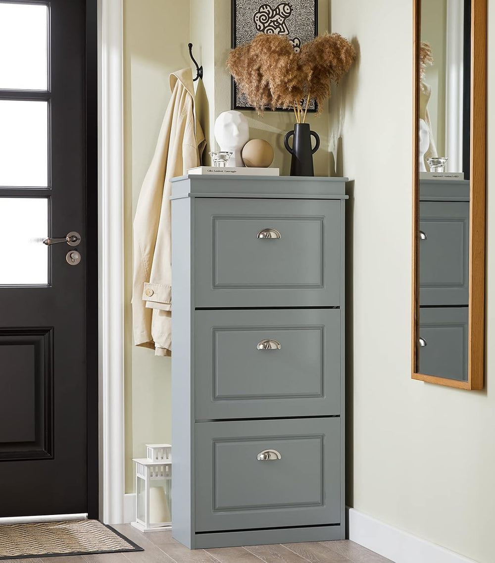 Haotian FSR94-HG, Grey Shoe Storage Cabinet with 3 Flip Drawers, Freestanding...