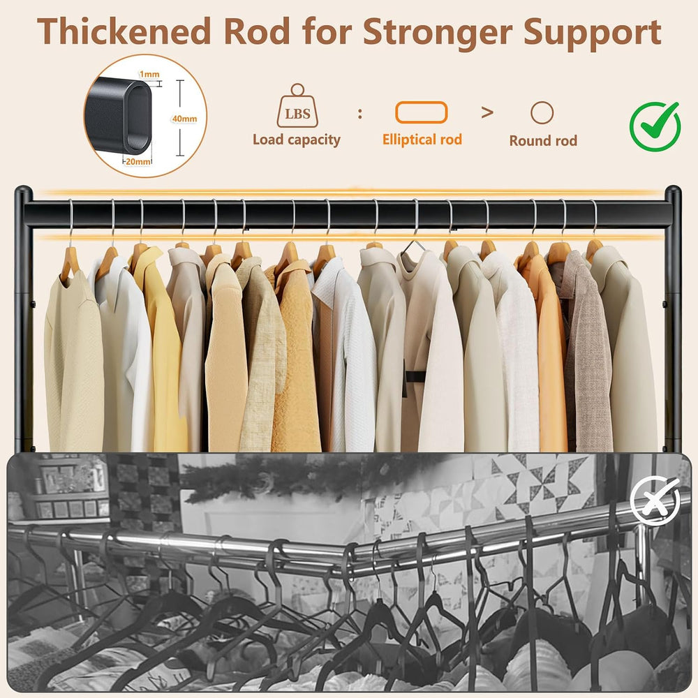 Wiracks Clothes Rack Clothing Rack with Wheels Rolling Clothing Rack for Hang...