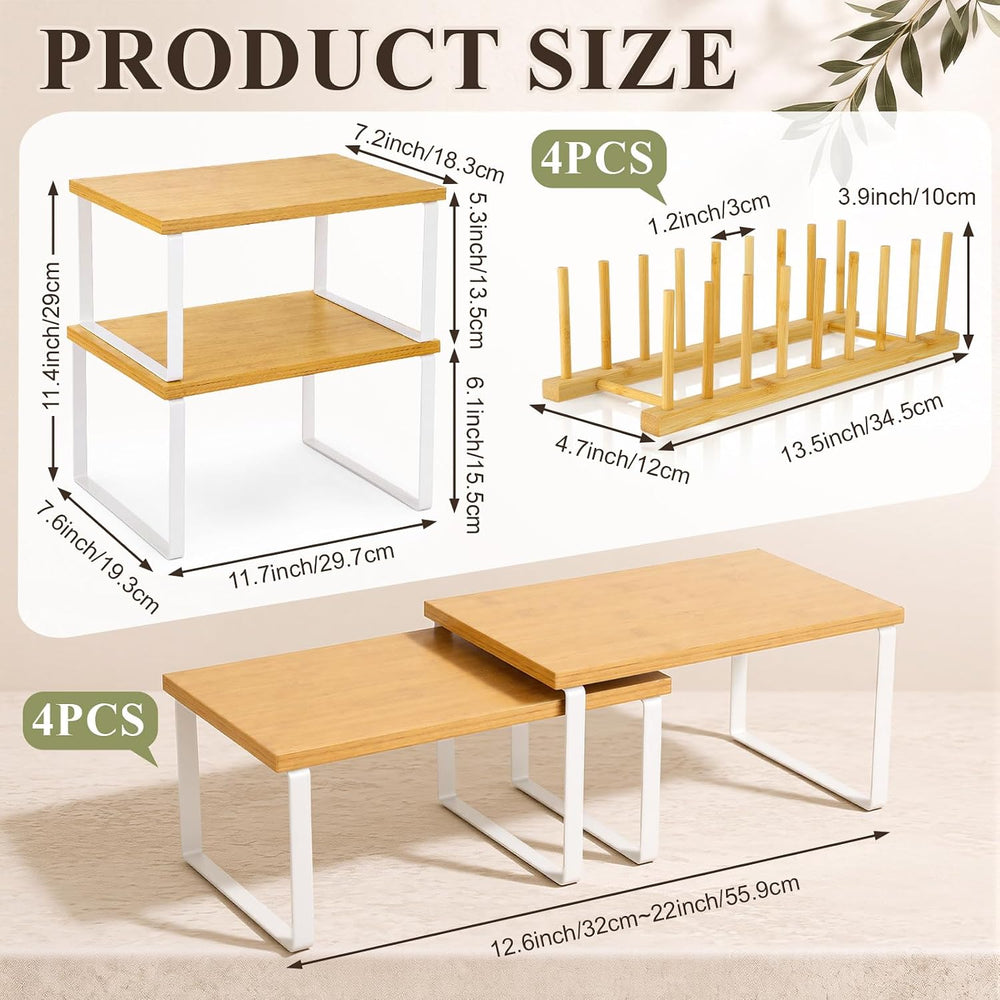 8 Pcs Kitchen Organizer Accessories Set Stackable Cabinet Organizer Shelf and...