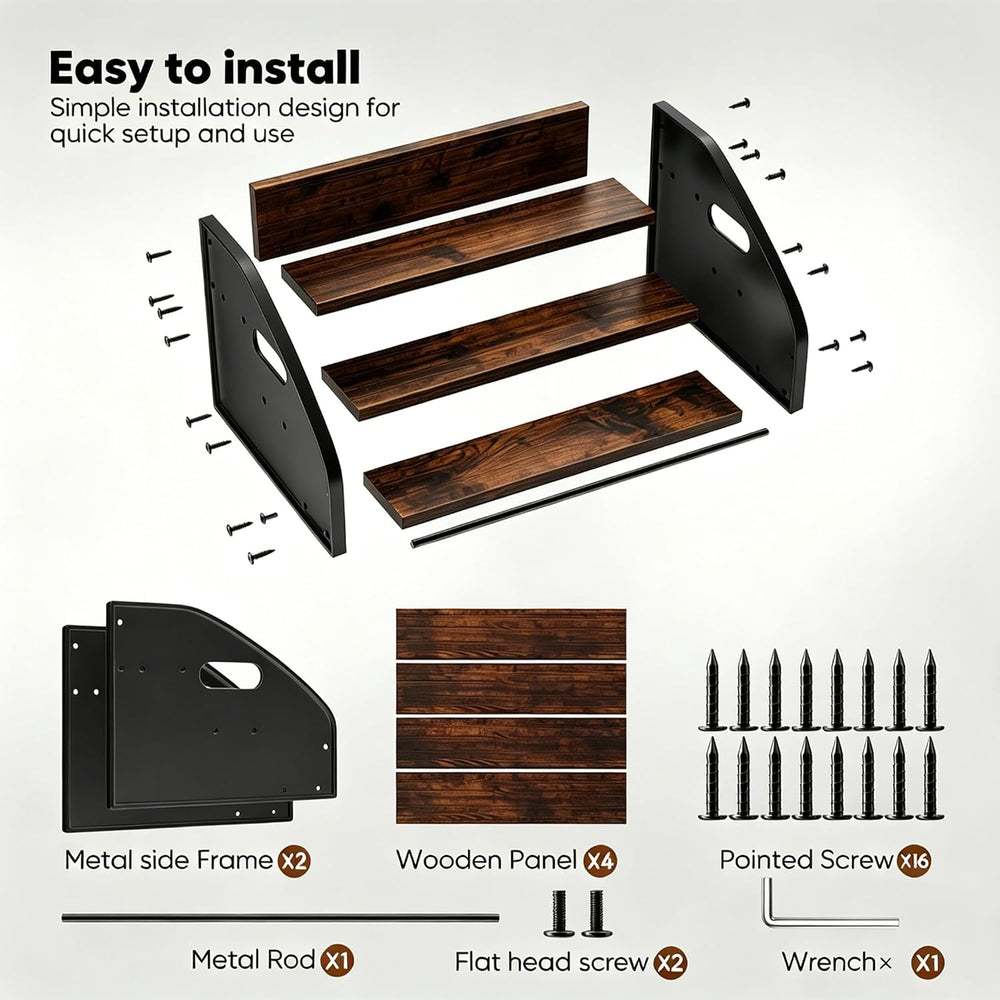 3-Tier Coffee Syrup Rack with Easy-Carry Handles | Retro Large Countertop Bot...