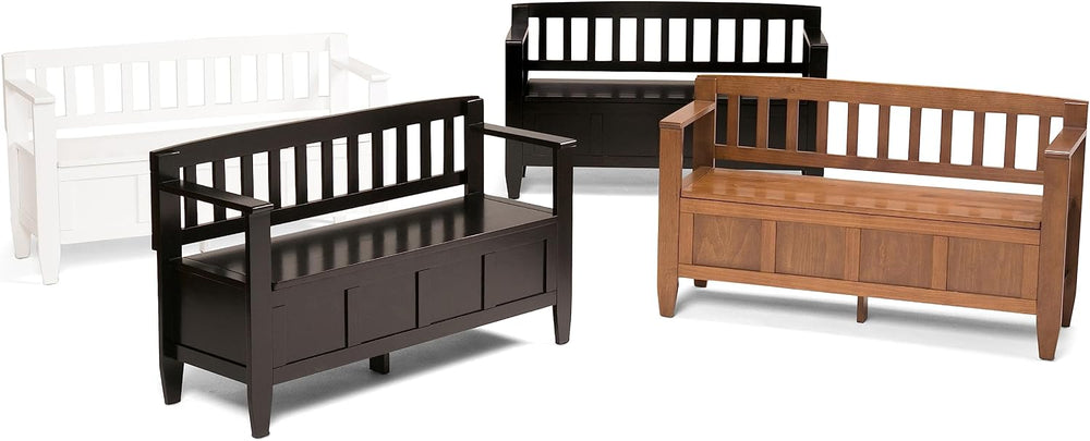 SIMPLIHOME Colton 42" Wide Solid Mango Wood Bench in Natural