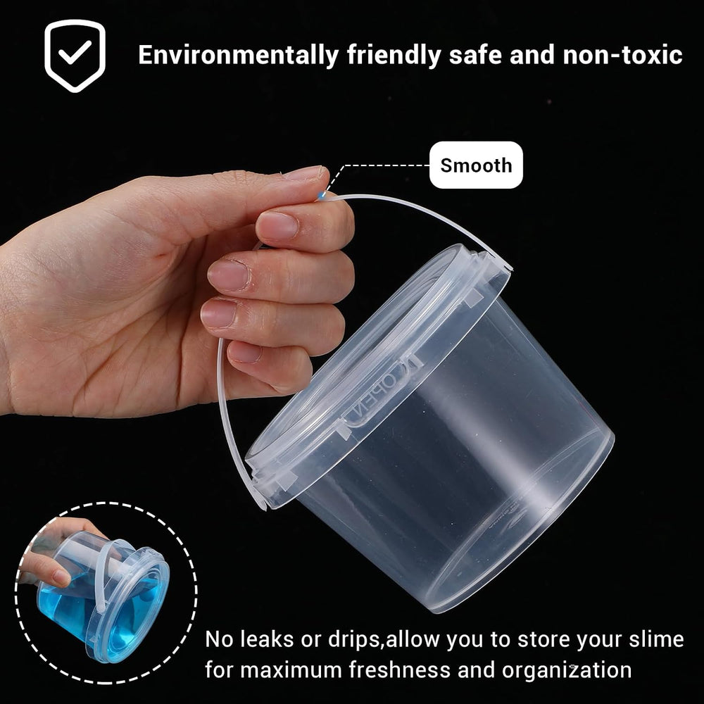 50 PCS Slime Containers with Lids and Handles, Plastic 300ml Storage Bucket C...