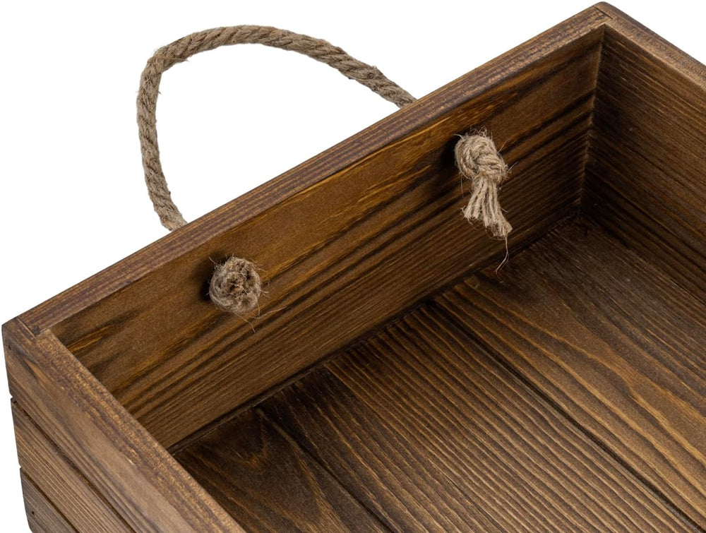 MyGift 15 Inch Rustic Wood Storage Box, Farmhouse Crate with Handles