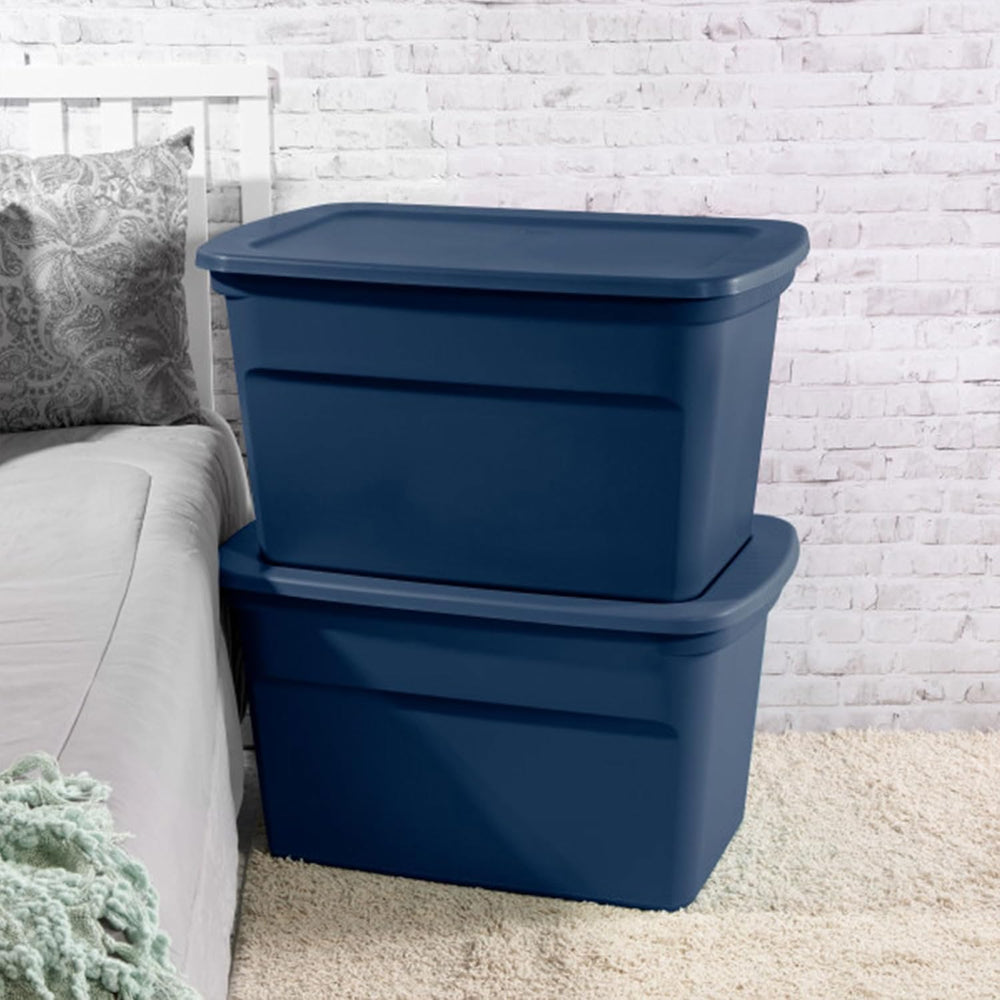 Sterilite Tote, Plastic Storage Bins with Snap Lids, 30 Gallon, 12-Pack