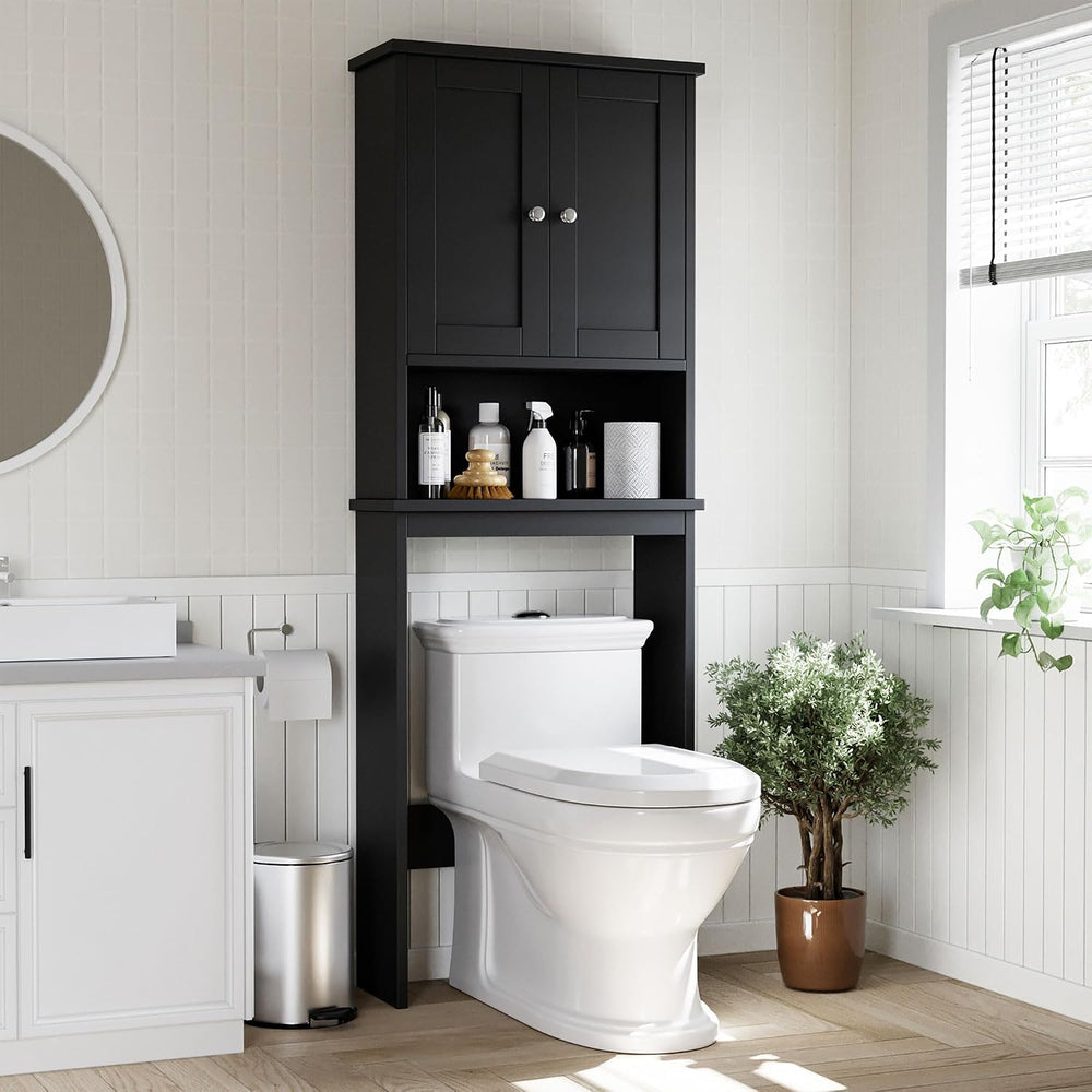 Shintenchi Over the Toilet Storage Cabinet, Bathroom Shelf, Black