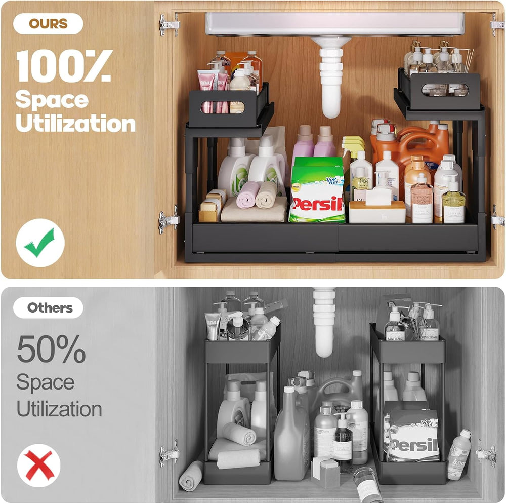 1 Pack Expandable Under Sink Organizers And Storage With Upgrade Ball-Bearing...