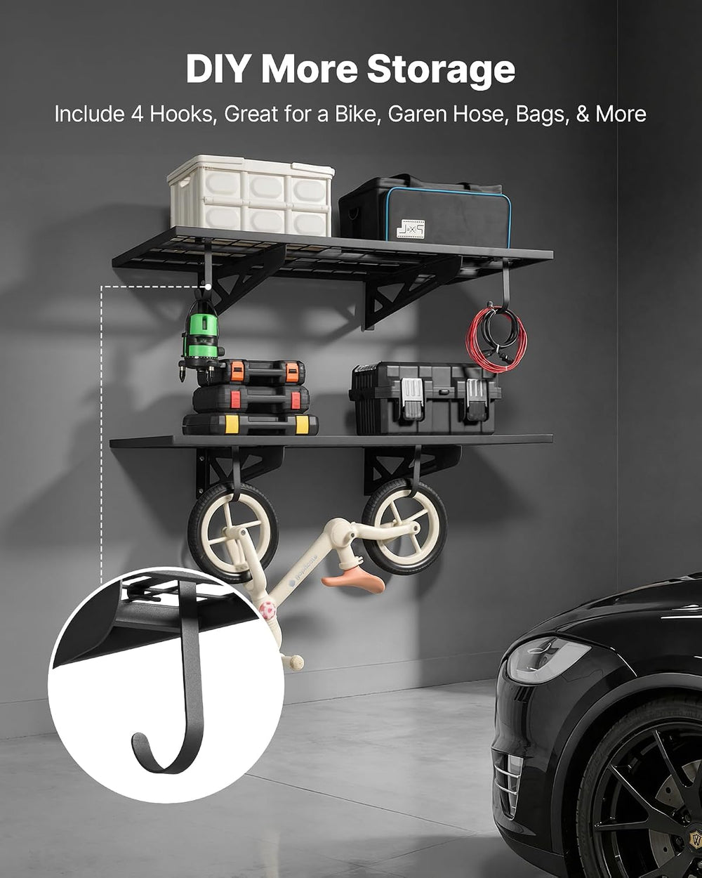 VEVOR 2-Pack Heavy Duty Garage Wall Shelving, 2 x 4 ft Steel Wall Mounted She...