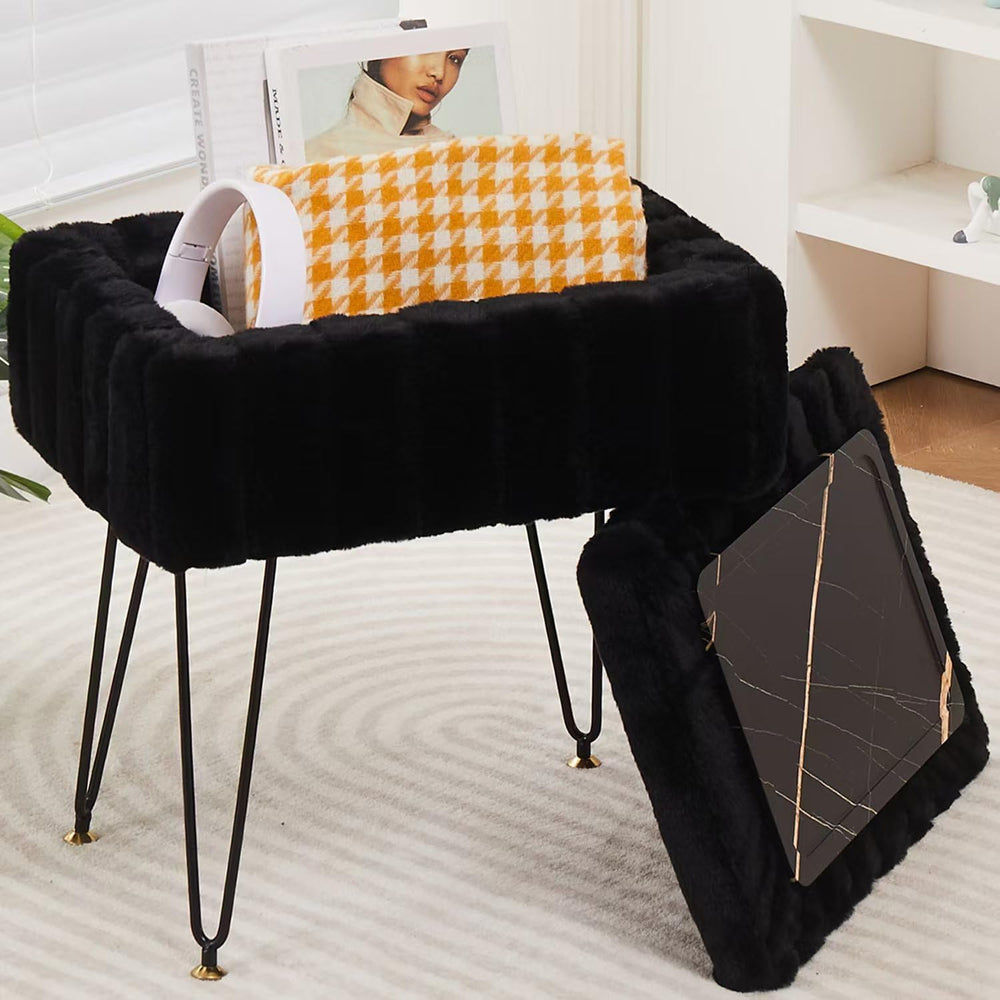 Wimarsbon Storage Ottoman, Vanity Stools with Metal Legs, 16.5" x 11.8&q...