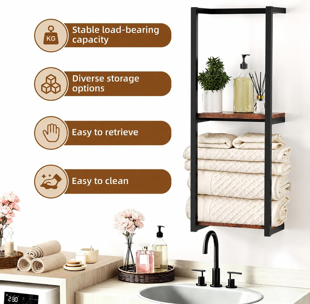 2 Pack Towel Racks for Bathroom, 2 Tier Wall-Mounted Towel Rack, Home Decor S...