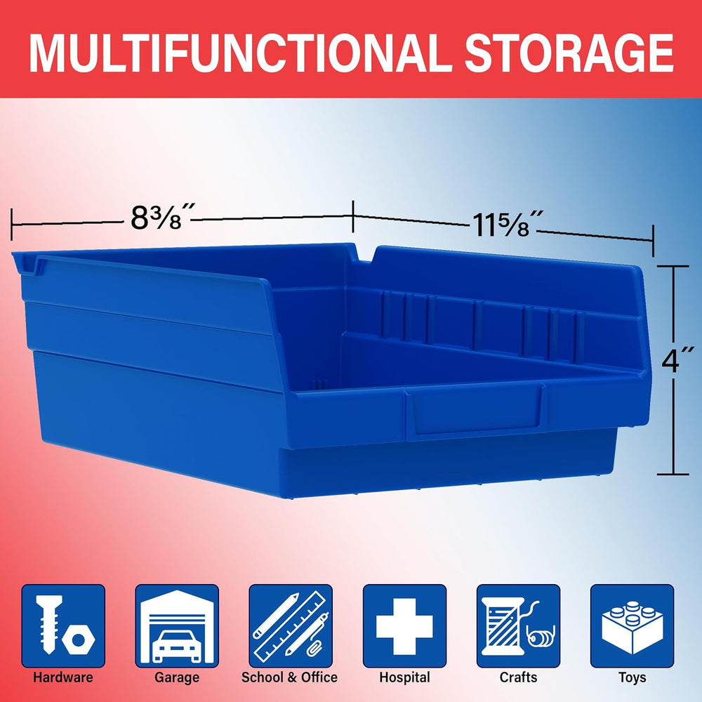 Akro-Mils 30150 Heavy Duty Plastic Shelf Bins, 12"x 8"x 4", Ye...