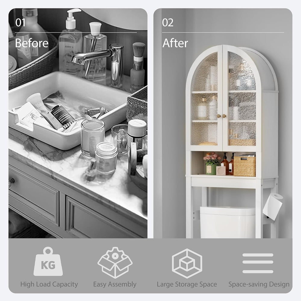 Over The Toilet Storage Cabinet, 23.7”W Modern Storage Cabinet Over Toilet wi...