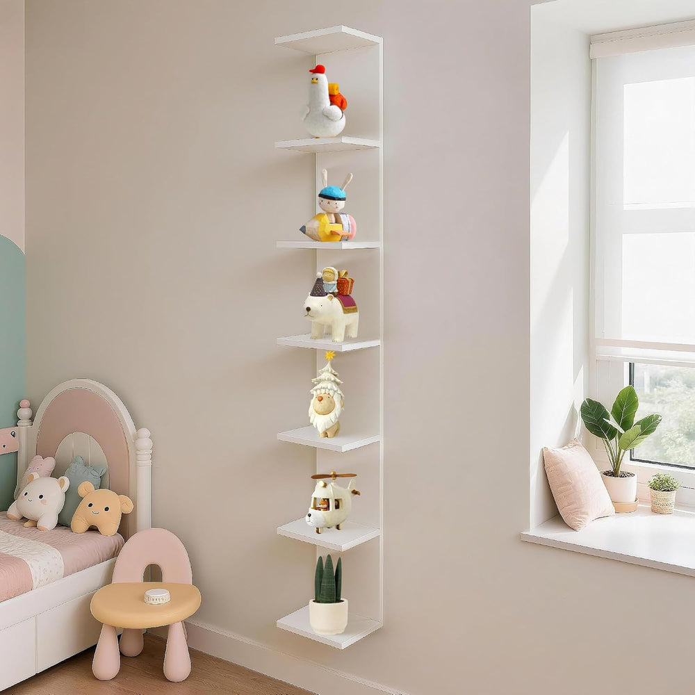 7 Tier Wall Shelf Unit,Vertical Column Floating Storage Home Decor Organizer,...