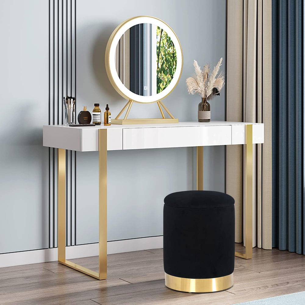 Joveco Round Storage Ottoman Footrest with Removable Lid, Velvet Upholstered ...