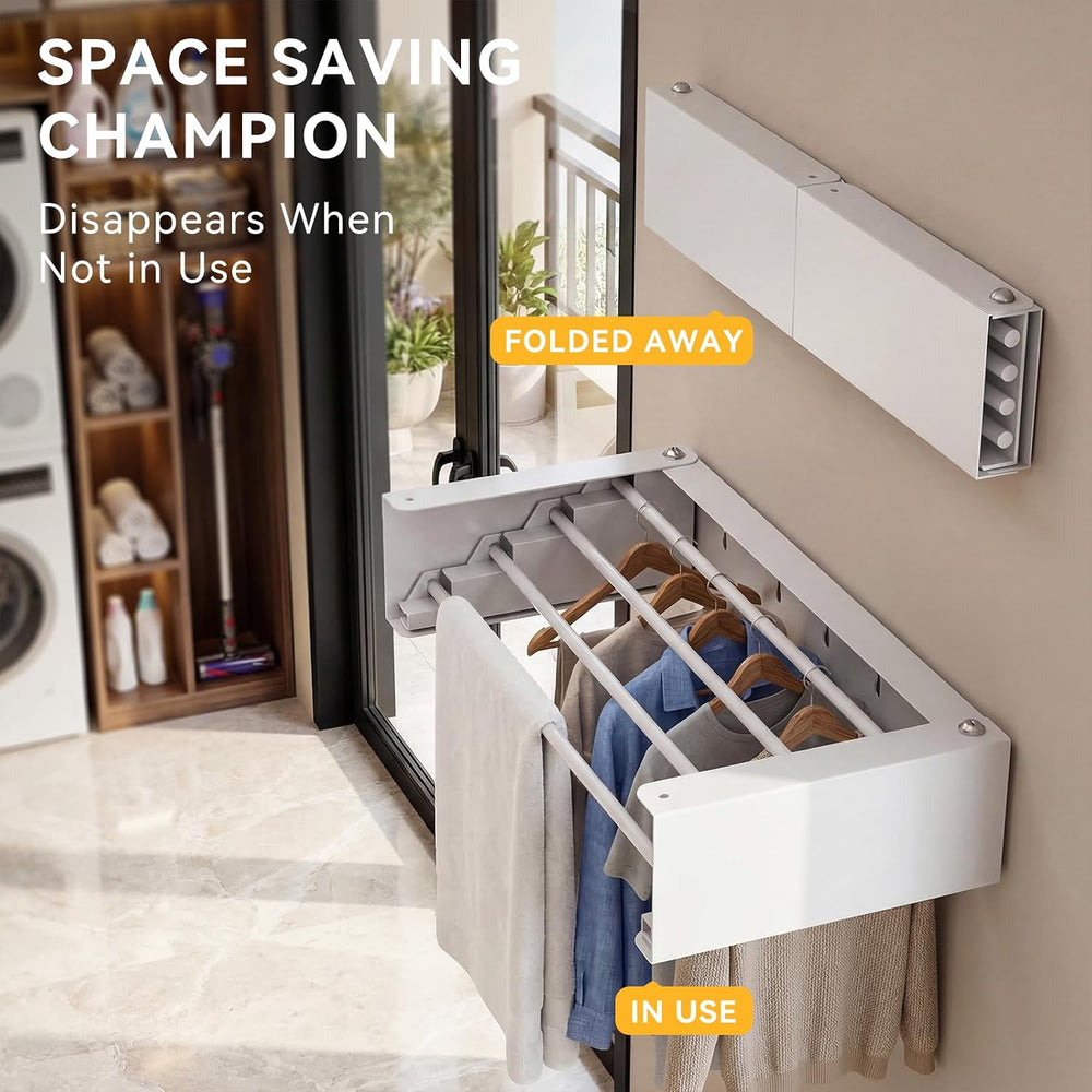 Wall Mounted Drying Rack, 23.6" Retractable Clothes Drying Rack, Heavy D...