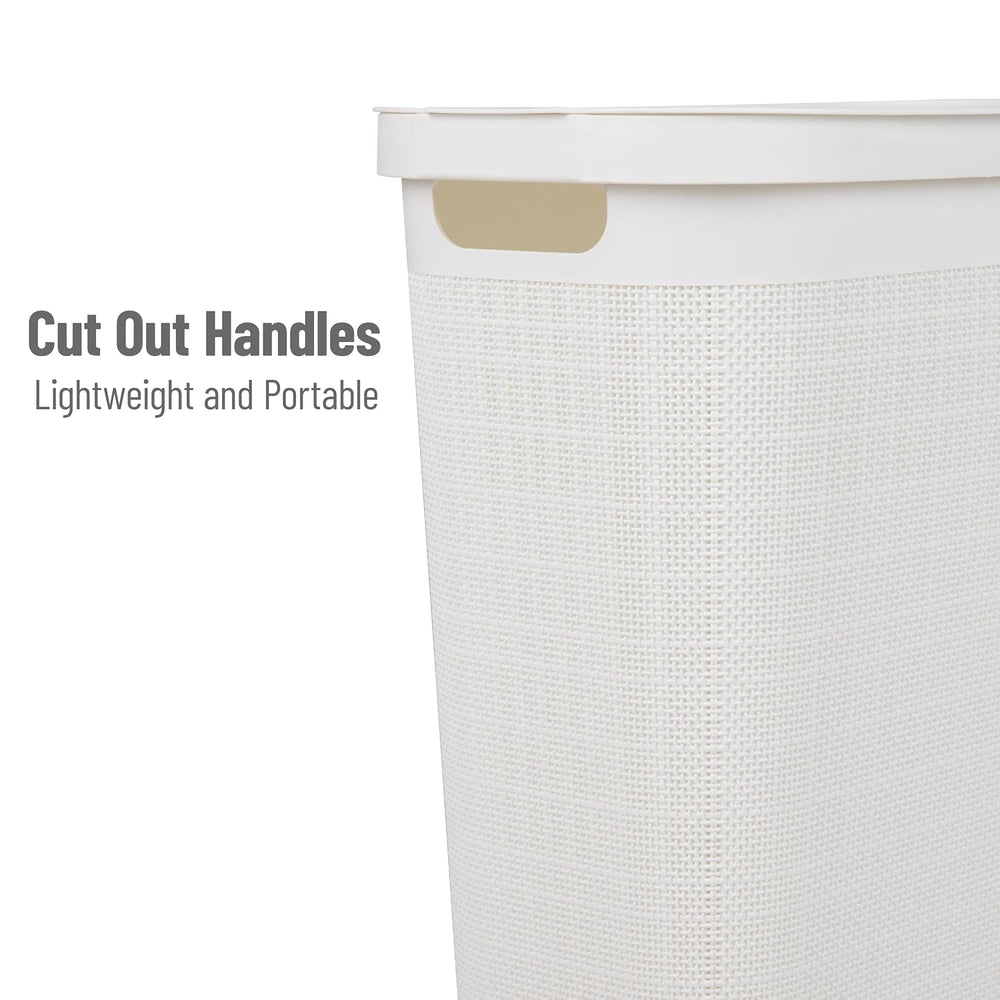 Mind Reader Slim Laundry Hamper with Lid, 40L Clothes Basket, Linen Design, P...