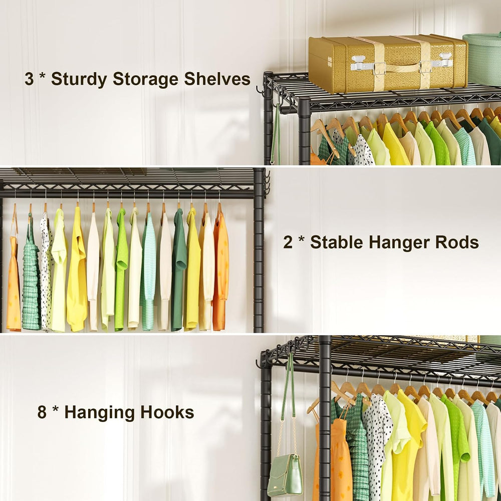 FUTASSI Rolling Clothes Rack, Clothing Racks for Hanging Clothes, Black