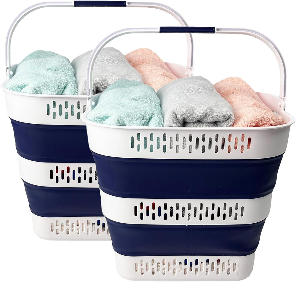 SAMMART 38L (10 Gallon) Collapsible Plastic Laundry Basket - Portable Pop-Up ...