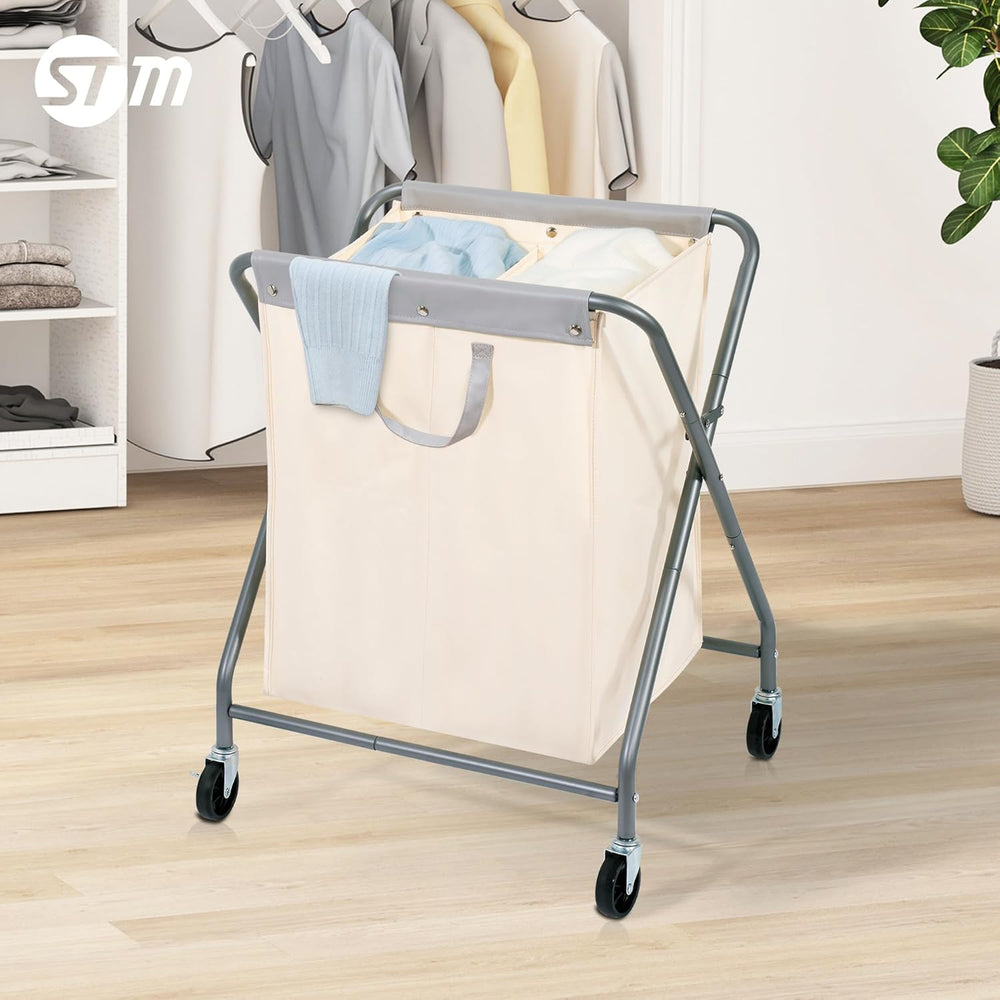 STORAGE MANIAC 125L Collapsible Laundry Hamper with Wheels, Rolling Laundry B...