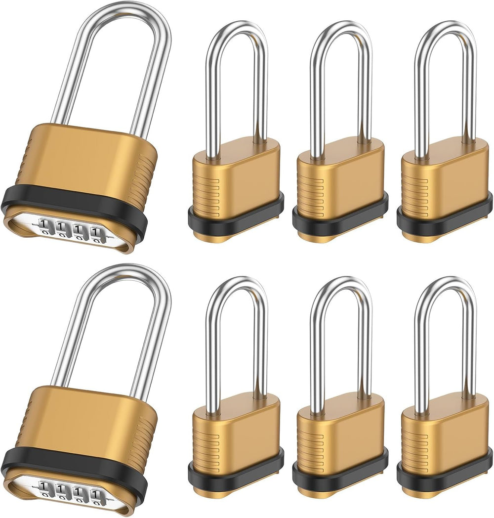 Combination Lock, 4-Digit Weatherproof Padlock 105mm, 8 Pack