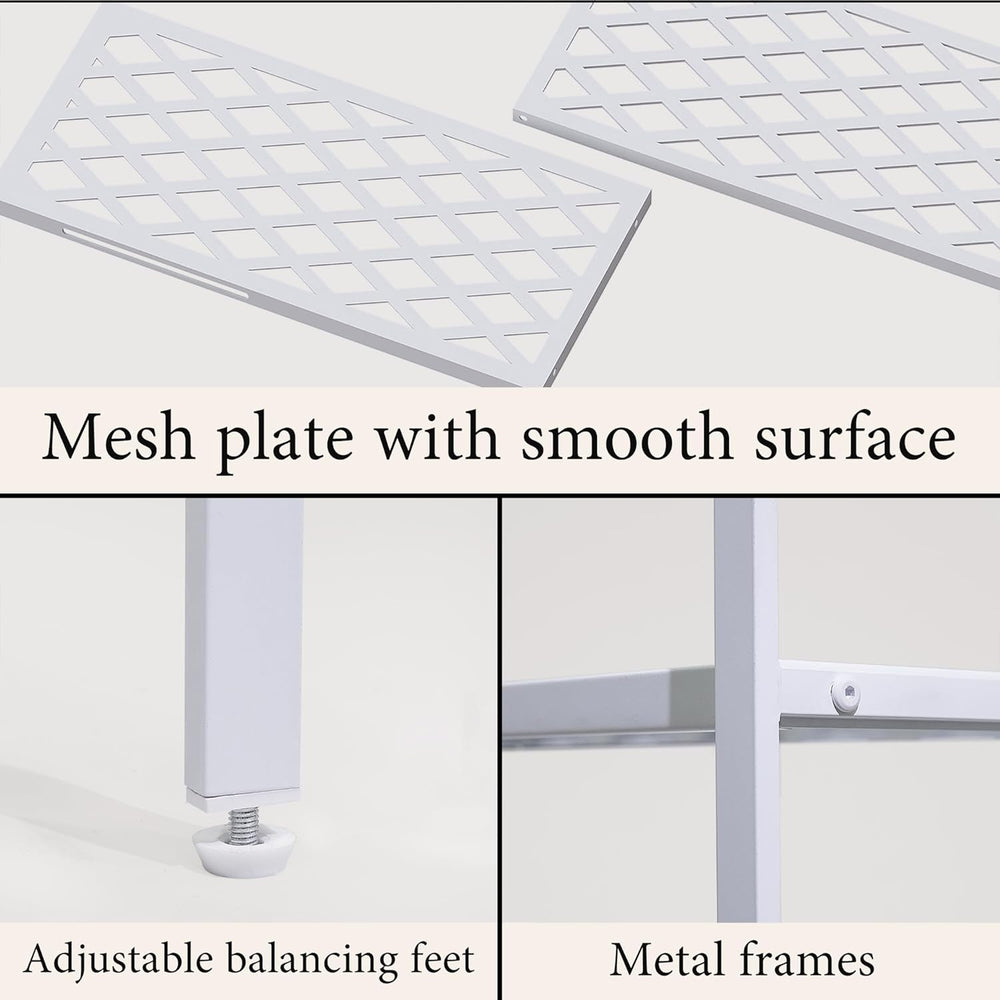 Long Expandable Metal Shoe Rack for Closet, Entryway, Garage, 2-Tier, White