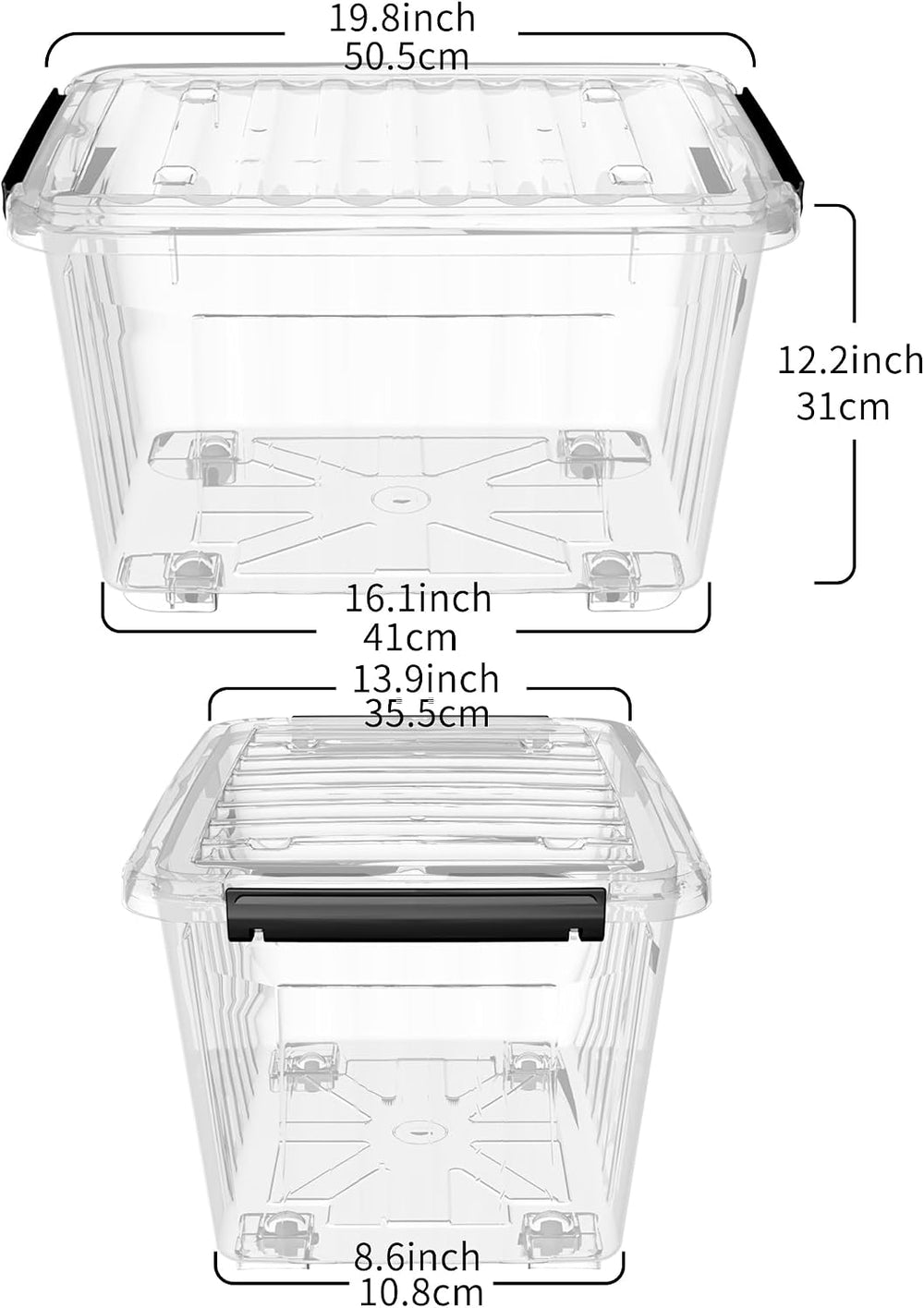 Cetomo 40Qt Plastic Storage Bin with Wheels, Stackable Storage Box with Lid, ...