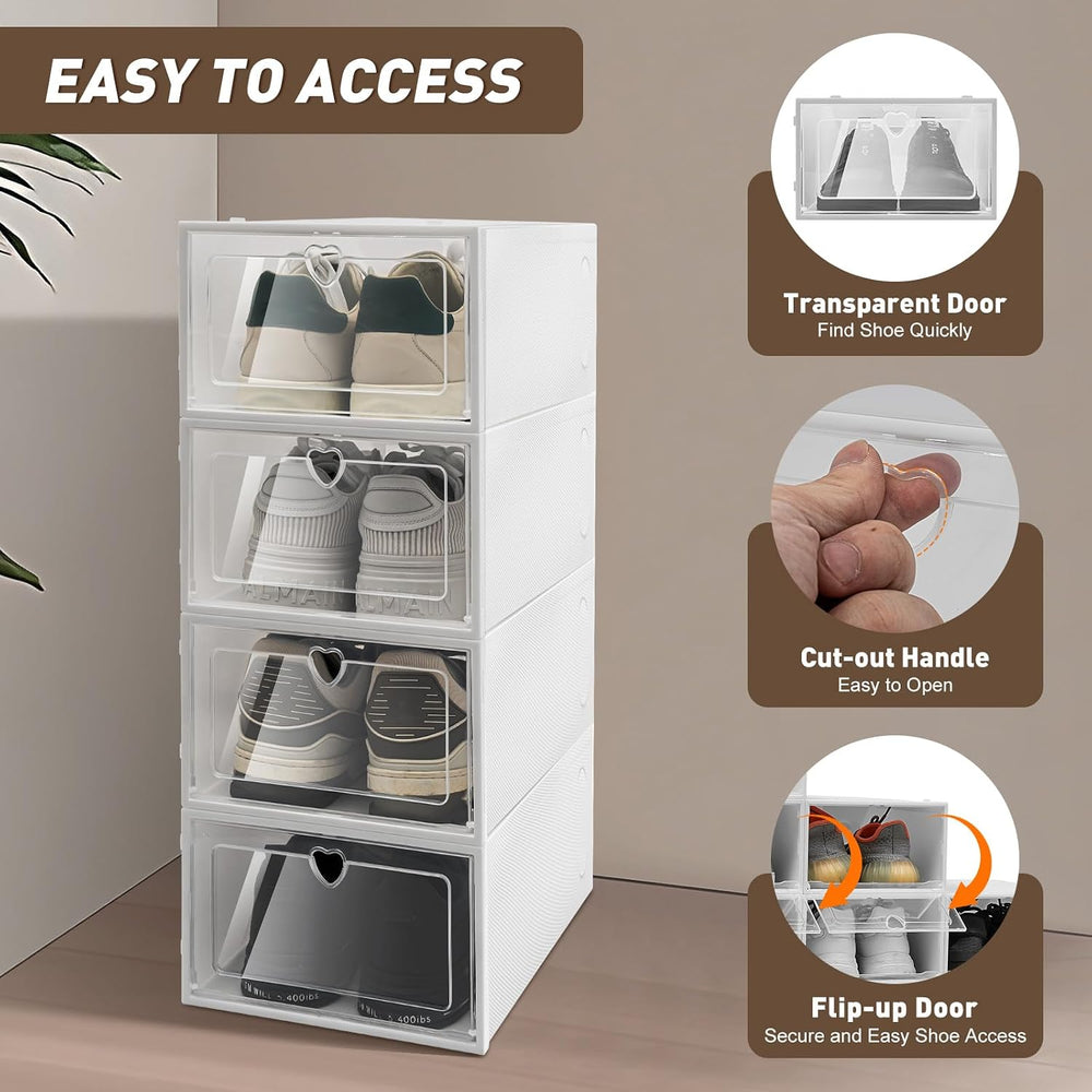 20 Pack Shoe Organizer for Entryway Closet, Clear Plastic