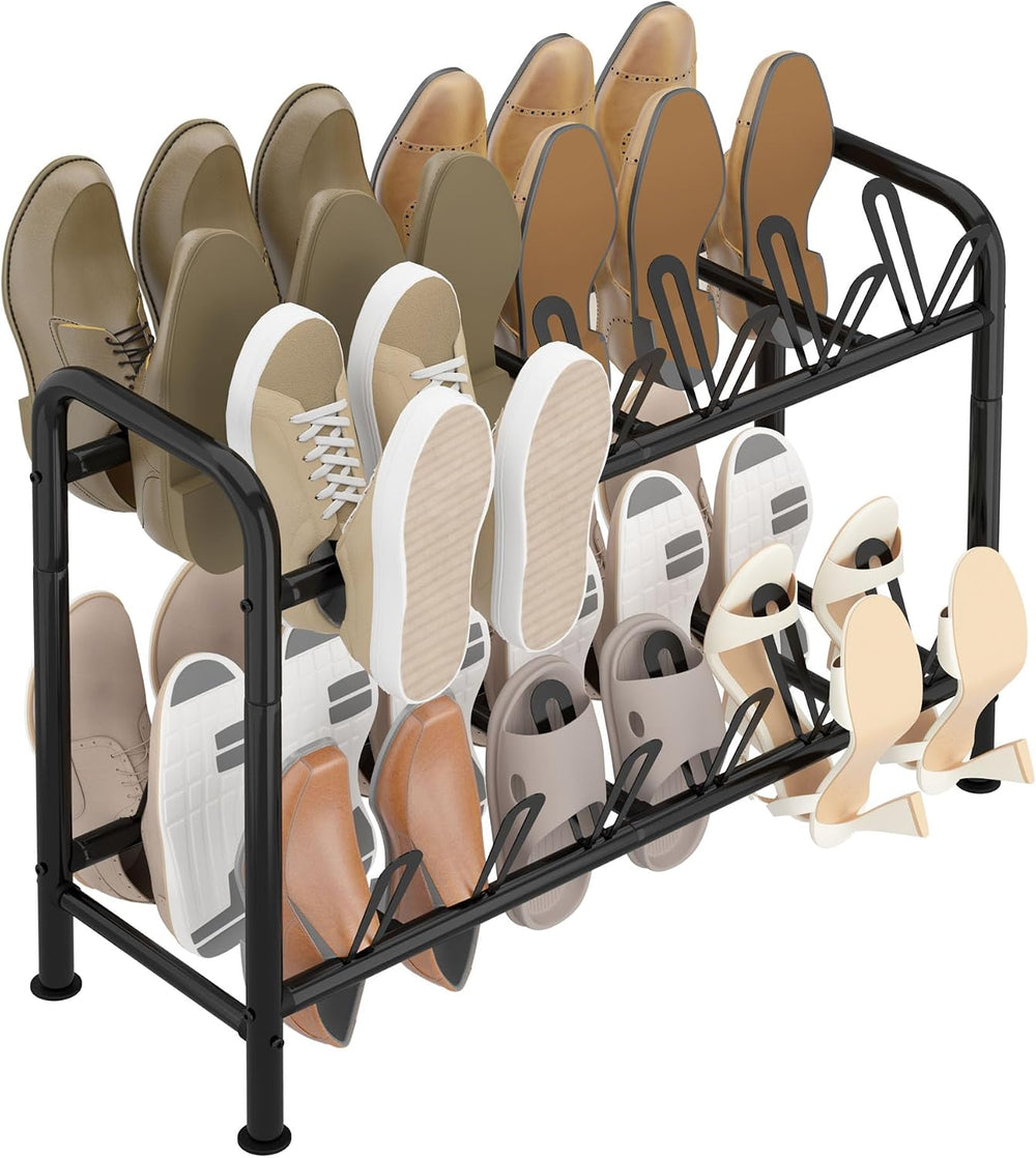 STORAGE MANIAC 24 Pairs Vertical Shoe Rack, Wing Large Metal Shoe Organizer f...