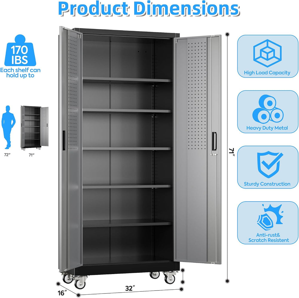 Upgrade 71H''*32''W*16''D Metal Garage Storage Cabine...
