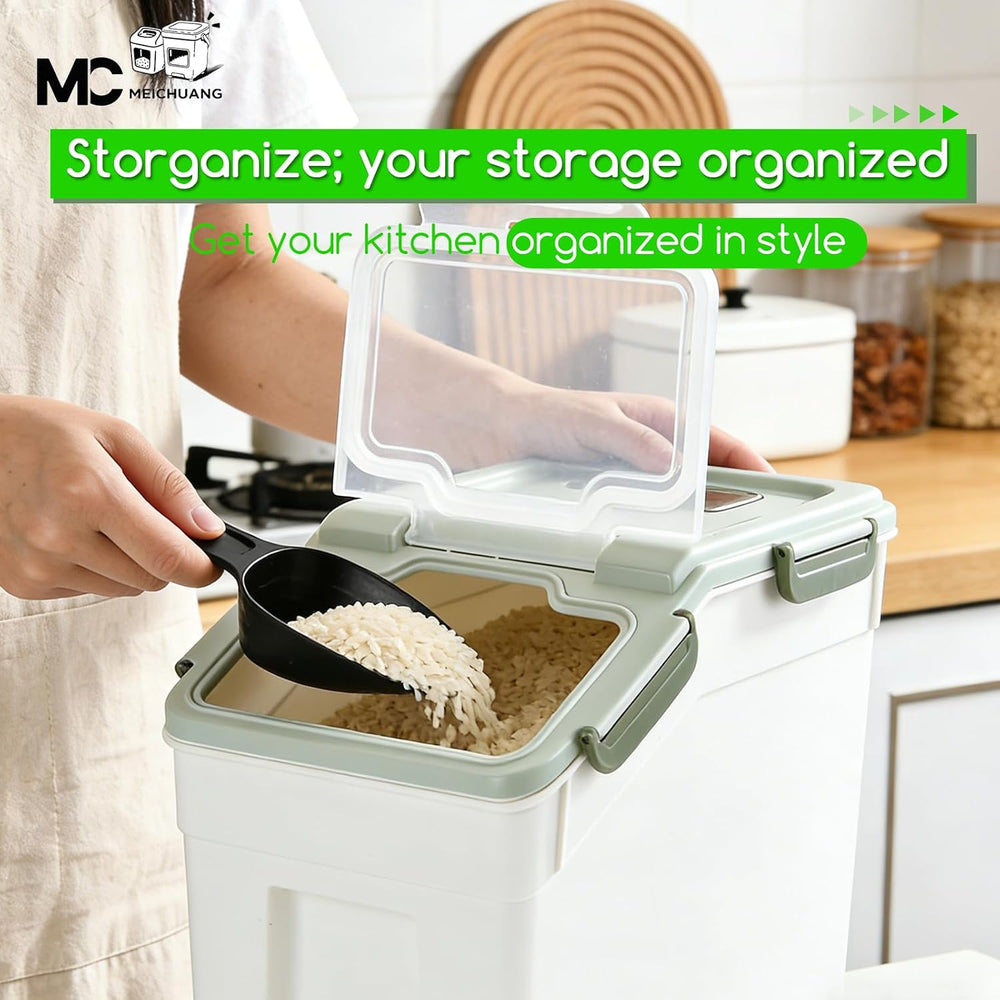 4 Pack Grain Food Storage Container, 20LB Airtight Rice Bin Storage Bucket wi...